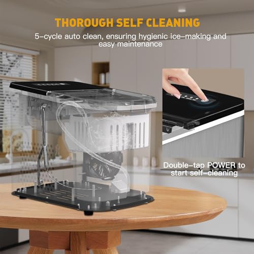 38lbs Per Day Countertop Ice Maker, 9 Ice Cubes in 3.5 Minutes, Self-Cleaning Portable Ice Machine with 2 Bullet Sizes for Kitchen, Camping, RV, and Party