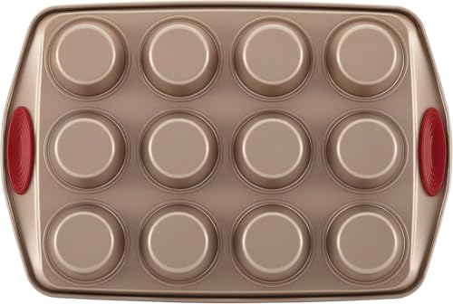 Rachael Ray Cucina Nonstick Bakeware Baking Pans Set, Latte Brown and Cranberry Red, Baking Dishes, 10-Piece