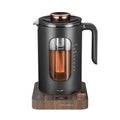 Electric Tea Kettle, INTASTING Glass Electric Kettle with tea Infuser and Precise knob temperature control, 1200W Fast Heating, BPA-Free, Easy to Clean, 1 Liter (Wood)