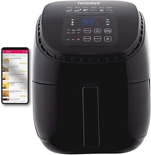 Nuwave Brio 3-Qt Air Fryer, Touch Screen Digital Controls & Easy to Read Display, 100°F- 390°F Temp Controls in 5°