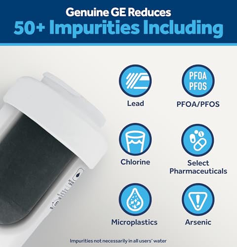 GE MWF Refrigerator Water Filter, Genuine Replacement Filter, Certified to Reduce Lead, Sulfur, and 50+ Other Impurities, Replace Every 6 Months for Best Results, Pack of 1