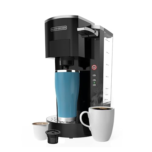 BLACK+DECKER Family Single Serve K-Cup Brewer: Large 50oz Water Reservoir, Versatile Ground Coffee & K-Cup