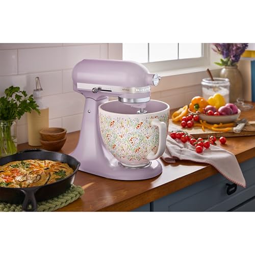 KitchenAid 5 Quart Ceramic Bowl, compatible 4.5 or 5Q Tilt-Head Stand Mixer, KSM2CB5WF, Wildflower