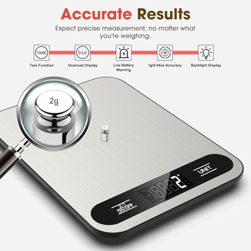 Mik-Nana Food Scale, 22lb Digital Kitchen Scale with 6 Units Tare Function