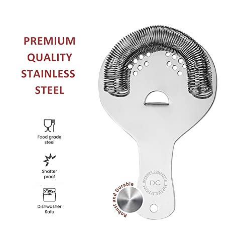 Hawthorne Strainer, Stainless Steel Cocktail Strainer with High Density Spring for Professional Bartenders and Mixologists, Mirror Polished, One Strainer (Stainless Steel)