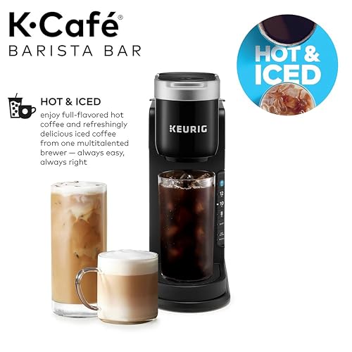 Keurig K-Café Barista Bar Single Serve Coffee Maker, with 3 Brew Sizes, Hot and Cold Brew Capabilities, 2oz Coffee Shot Button, Black (Renewed)