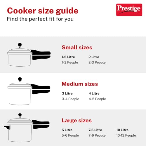 Prestige Popular Aluminum Pressure Cooker, 5 L, Silver