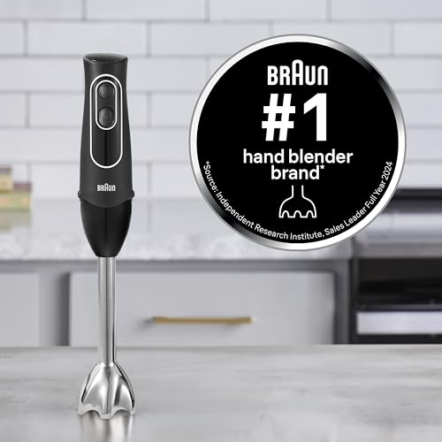 Braun MultiQuick 5 Immersion Hand Blender with Dual Speed + Turbo and Patented Technology, 350W - Includes Beaker and Whisk, Black, MQ505