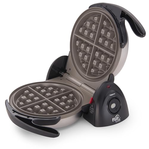 Presto 03510 Ceramic FlipSide Belgian Waffle Maker, Nonstick, Cool Touch Handles, Black