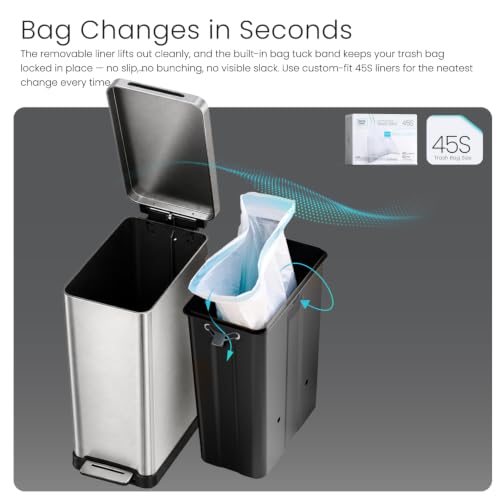 Home Zone Living 12 Gallon Kitchen Trash Can with Slim Fit Design
