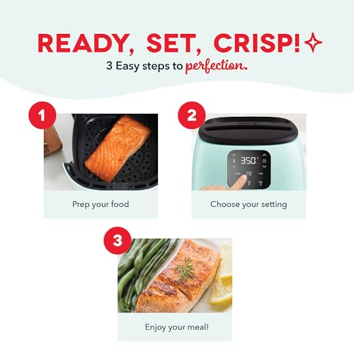 Dash Tasti-Crisp™ Digital Air Fryer – 2.6 Quart Small Compact Mini Air Fryer for French Fries, Nuggets & More, 1-2 People, Auto Shut Off, Adjustable Temp, Dishwasher Safe Parts - Grey