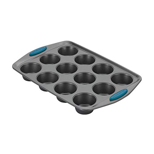 Rachael Ray Yum -o! Nonstick Bakeware 12-Cup Muffin Tin With Grips / Nonstick Cupcake Tin With Grips - 12 Cup, Gray