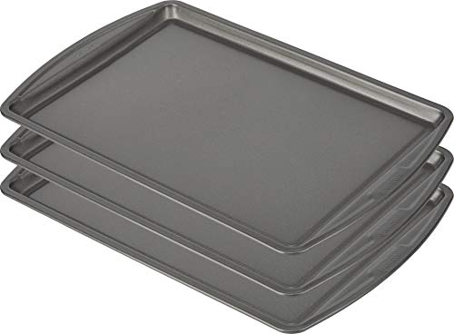 GoodCook Everyday Baking Sheet Set Nonstick Carbon Steel Standard-Sized Cookie Sheets for Even Baking, Bakeware Set Includes 3 Pans with Scratch-Resistant Finish, 13x9-Inch, Gray