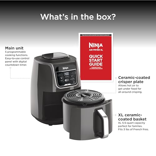 Ninja Air Fryer XL, 5.5 Qt, 5-in-1, Grey, AF150AMZ