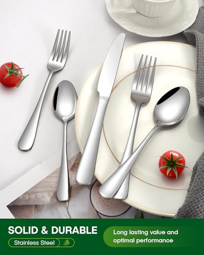 PHILIPALA 20 Piece Silverware Set, Stainless Steel Flatware Set for 4 Food Grade Novelty Flatware Cutlery Utensil Set Include Knife Fork Spoon Mirror Polished Dishwasher Safe