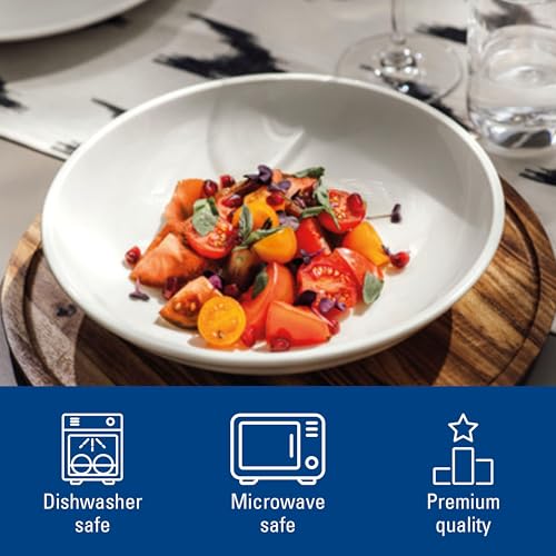 Villeroy & Boch Artesano Original 16-Piece Dinnerware Set, Service for 4, Dinner and Salad Plates, Pasta and Rice Bowls, Premium Porcelain, Made in Germany, Microwave and Dishwasher Safe, Creamy White