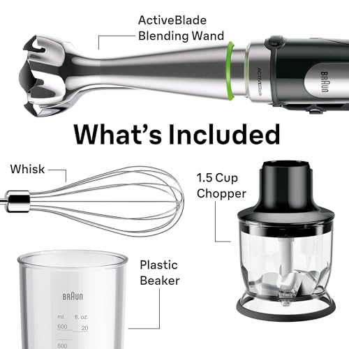 Braun MultiQuick MQ7025X Immersion Blender, Faster, Finer Blending