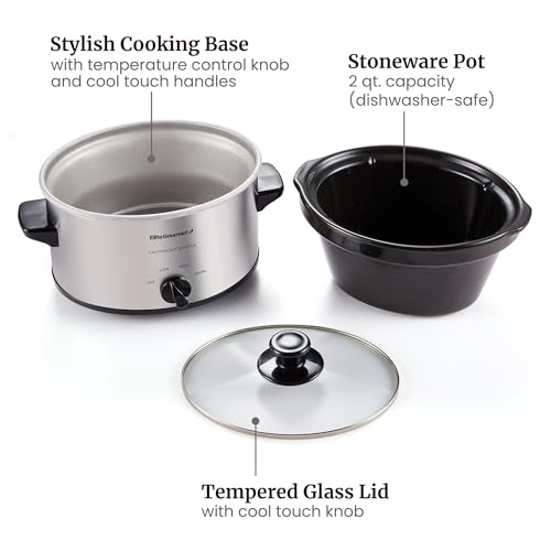 Maxi-Matic MST-275XS Electric Oval Slow Cooker, 2 Qt, Stainless Steel