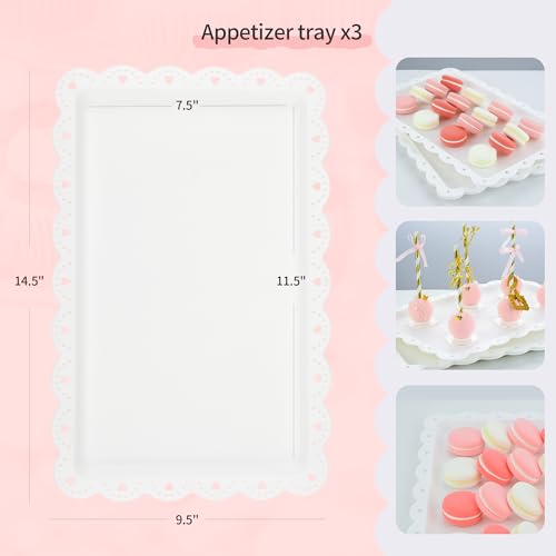 Pack of 11 NWK Cake Stand Set, with 3 x Two-Tier and 3 x Three-Tier Cupcake Stands, 4 x Appetizer Trays, 1 x Tablecloth for Birthday Bridal Baby Shower Party (White)