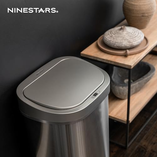 Ninestars 21 Gallons Automatic Touchless Kitchen Trash Can with Lid, Motion Sensor Trash Can for Kitchen, Living Room, Office, 80 Liter Stainless Steel Garbage Bin (21 Gallon Rectangular)