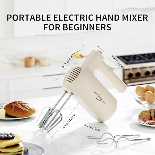 Westcookaid Hand Mixer Electric 5-Speed Upgraded Motor Turbo White