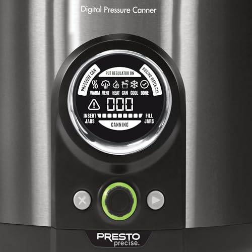 Presto 02144 12-Quart Digital Pressure Canner - Digital Display, Waterbath Capable, 10-Built-In Safety Features, Recipe Book, Black Stainless Steel