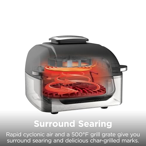 Ninja Foodi Indoor Grill & Air Fryer | 5-in-1 Grill, Air Fry, Roast, Bake, & Dehydrate | Cyclonic Grilling Technology | XL Capacity | Dishwasher Safe Parts | Black/Grey | AG301