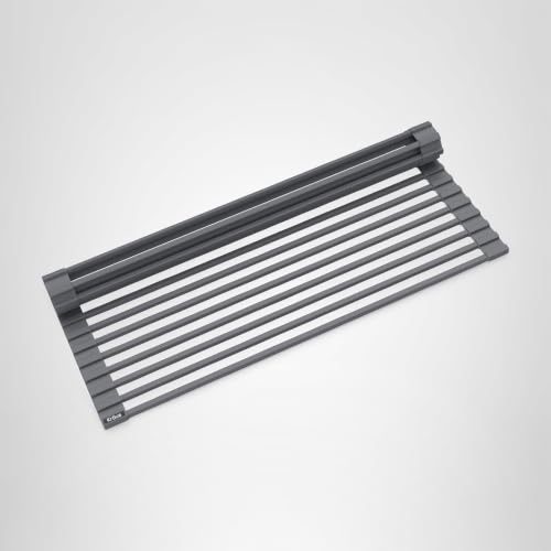 Kraus Multipurpose Over-Sink Roll-Up Dish Drying Rack, Colander and Trivet in Dark Grey, KRM-10DG