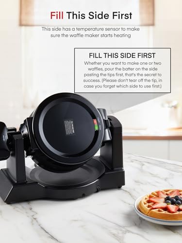 Waffle Maker, 1400W Double Belgian Waffle Iron 180° Flip, 8 Slices in 3 Mins, Rotating & Nonstick Plates, Anti-Scald, Removable Drip Tray Easy to Clean, Cool Touch Handle, Space-Saving Storage(Black)