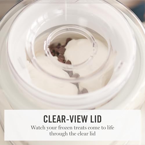 Martha Stewart Ice Cream Maker, 2 Quart Double-Insulated Freezer Bowl, Sorbet & Frozen Yogurt, Ready in 20 Minutes, Mix-Ins Chute, Easy to Clean, Linen Cream