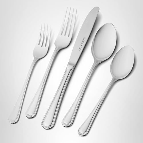HENCKELS Alcea 65-Piece Flatware Set, Stainless Steel, Silver