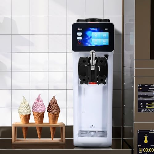 VEVOR Commercial Ice Cream Machine, 1000W Single Flavor Soft Serve Ice Cream Maker, 10.6 QT/H Yield, 4L Hopper & 1.6L Cylinder, Touch Screen, Auto Clean & Pre-Cooling, Countertop Restaurant Snack Bar