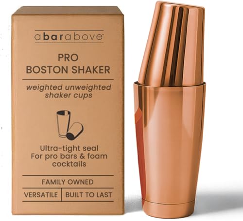 A Bar Above Professional Boston Shakers Set 18 oz Weighted and Unweighted Stainless Steel Cocktail Shaker Set for Bartenders, Premium 304 Steel Bar Shaker, Essential Bartending Tools for Mixing Drinks