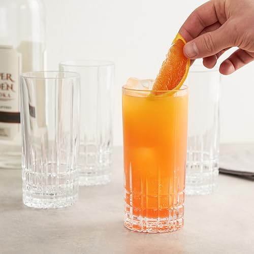 Spiegelau Perfect Serve Longdrink Glass Set of 4 - Highball Cocktail Glasses European-Made Crystal, Dishwasher Safe, Professional Quality Cocktail Glass Gift Set - 12.3 oz