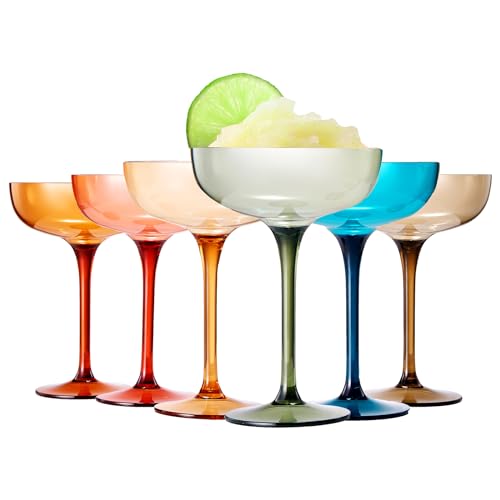 Plastic Acrylic Shatterproof Martini, Margarita, Champagne & Cocktail Unbreakable Glasses, Large Coupe Glasses 15oz, 6 Set, Tritan European Design Drinkware, BPA-free,Reusable, Pool, Indoor & Outdoor