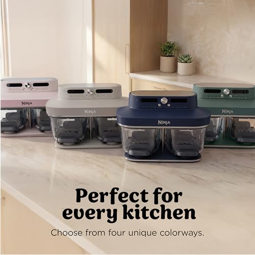 Ninja Crispi DualZone 6-in-1 Glass Air Fryer | With Nontoxic, 2x 4qt Containers & Lids | Microwave, Freezer, Dishwasher Safe | 450°F Max Temp | 1785 Watt | Cyberspace | DD101BL1