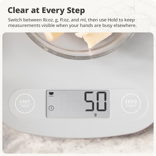 Greater Goods Food Scale – Digital Kitchen Scale, 1g Precision, Easy-Tare & Quick Conversion, Slim Compact Design, Durable & Portable | Ideal for Cooking, Baking & Meal Prep (Ash Gray)