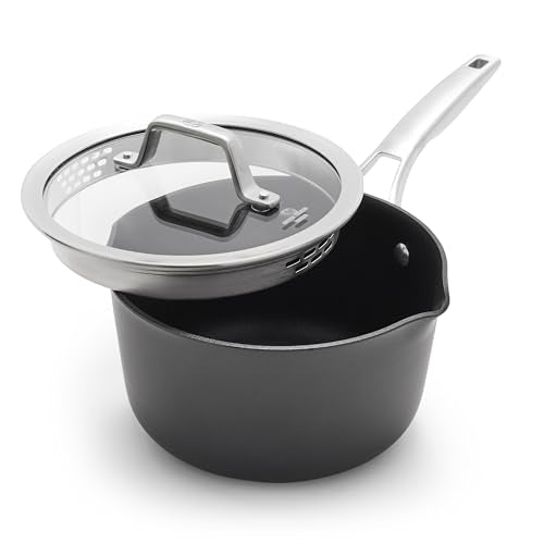 Calphalon Premier 3.5 Quart Sauce Pan with Lid, Hard-Anodized Nonstick Cookware with MineralShield