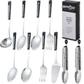 Stainless Steel Metal Serving Utensils - Set of Serving Spoons,Slotted Spoons, and Serving Tongs.serving fork,cake server