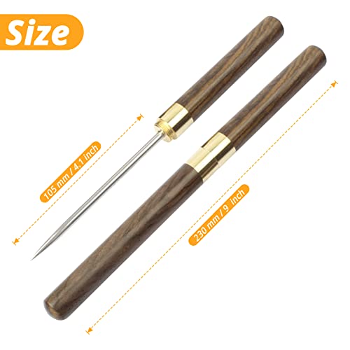 Stainless Steel Ice Pick, 9 inch Pick Tool with Safety Cover, Non-slip Wooden Handle Pick for Bars, Kitchen, Bartender Breaking Ice (M, Wood Color)