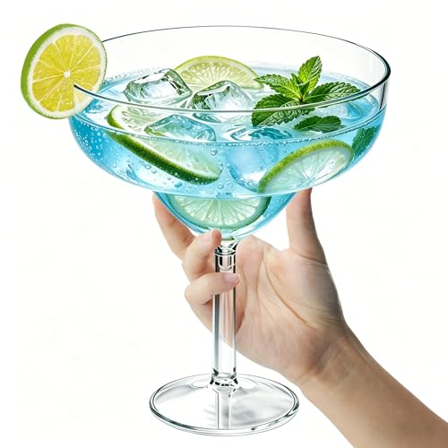 SAIAOKJ Large Plastic Margarita Glass, 36 Oz Giant Reusable Cup, 1 Pack