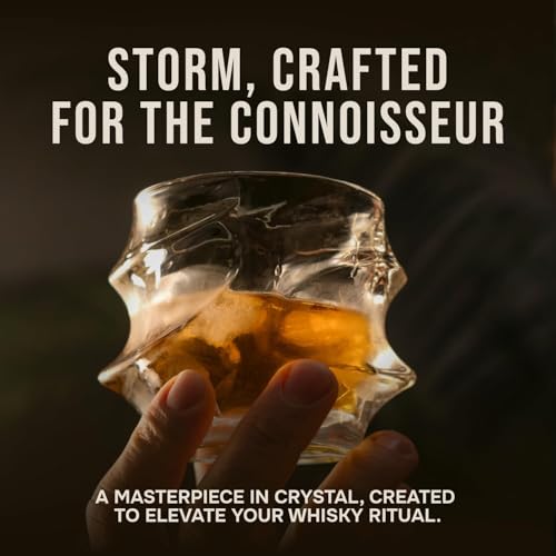 TSUKIGLASS® Storm Japanese Crystal Whiskey Glasses Set of 2 – Old Fashioned Rocks Tumblers, 10oz Lead-Free Crystal, Gift Ready Box for Bourbon, Father's Day Present for Men, Scotch & Cocktails