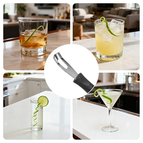 Channel Knife Lemon Peeler Zester-Garnish for Cocktail Mixers- Triangular, V-Shaped Stainless Steel Professional Grade Bar Tool-Fruit Peeler Zester (Peeler A)