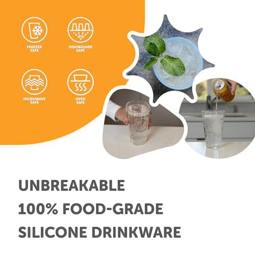 Silipint 16oz Silicone Pint Glass - Unbreakable BPA-Free Reusable Silicone Drinking Cup - Flexible Dishwasher and Microwave Safe - Stemless Glass for Coffee Smoothies (Crystal Clear)