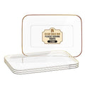 3 Pack Plastic Serving Trays for Party - Gold Serving Tray 8 x 11 Inch - Heavy Duty Dessert Trays for Food - Rectangular Party Serving Trays for Entertaining - Clear Cookie Platters