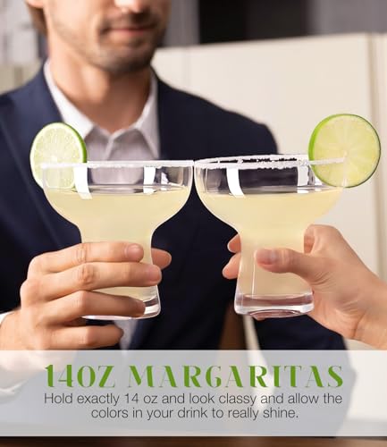 LUNA & MANTHA Martini Glasses, Martini Cocktail Glasses for Margarita, Manhattan, Cosmopolitan, Espresso, Home Bar, Evening Parties, Birthdays, Housewarming Gift,Set of 2-14oz