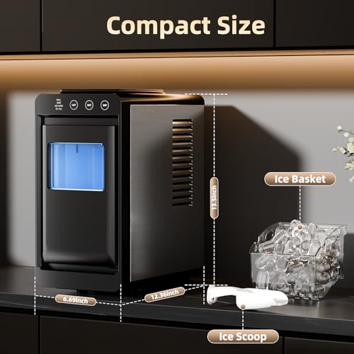 Antarctic Star Ice Maker, Portable Ice Machine with Self-Cleaning Function, 8 Cubes in 6 Mins Fast Countertop Ice Making, Compact Ice Maker for Home, Kitchen, RV, Travel, Matte Black