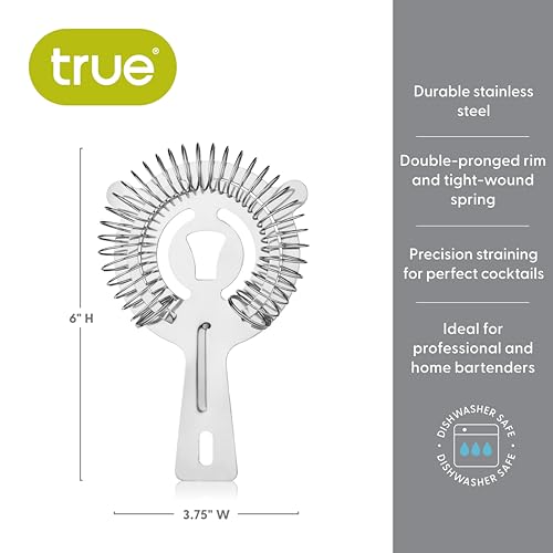 True Hawthorne Strainer, Stainless Steel Strainer, Cocktail Strainer for Drinks, Martini Strainer, Strainer for Bartending, Bar Accessories, Bar Tools
