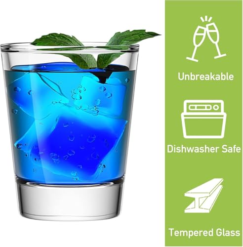 Mfacoy 30 Pack Shot Glasses Set with Heavy Base, 1.6 oz Clear Shot Glasses Bulk, Small Whiskey Shot Glass for Vodka, Whiskey, Tequila, Espressos, Spirits & Liquors, Clear Glass