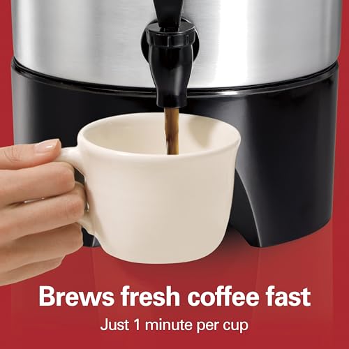 Hamilton Beach 45 Cup Coffee Urn and Hot Beverage Dispenser, Silver